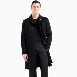Giorgio Armani black button up pea coat
Size- 54